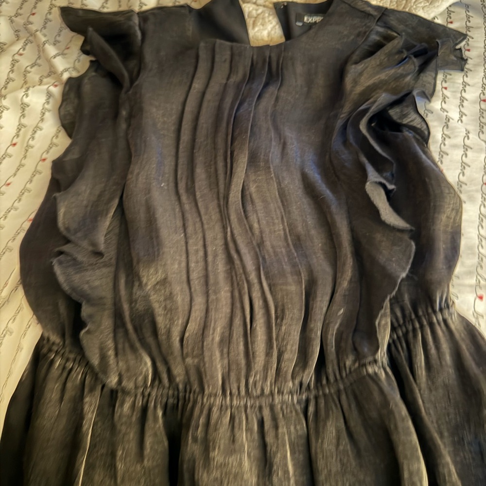 Express Black ruffle peplum blouse